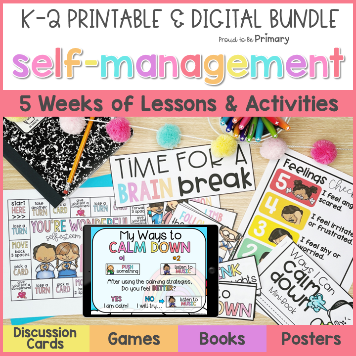 Self-Regulation Calm Down Strategies, Yoga, Self-Esteem & Brain Break Activities