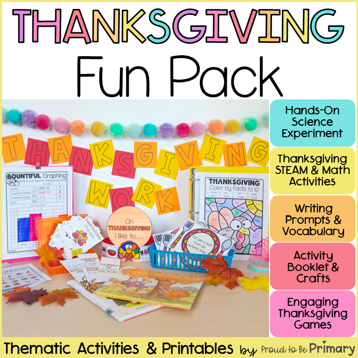 Thanksgiving Turkey Fun Activity Packet, Writing Prompts, Placemat, Hat, Poem
