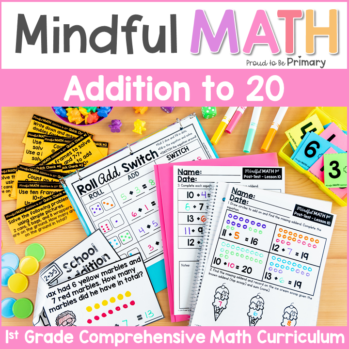Grade 1 Math Addition Worksheets, Centers & Games to 20 - 1st Grade Math Unit