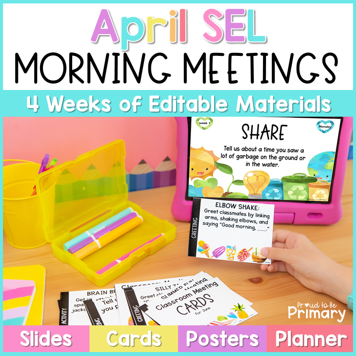 April Spring Earth Day SEL Morning Meeting Google Slides Activities Greetings Questions Games