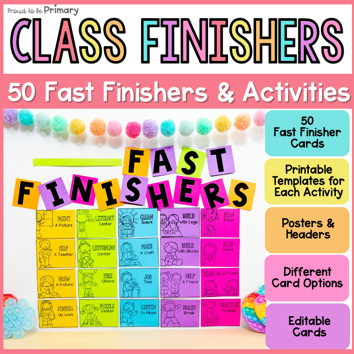 Early Fast Finisher Activities Packet Worksheets Choice Board Task Cards Posters