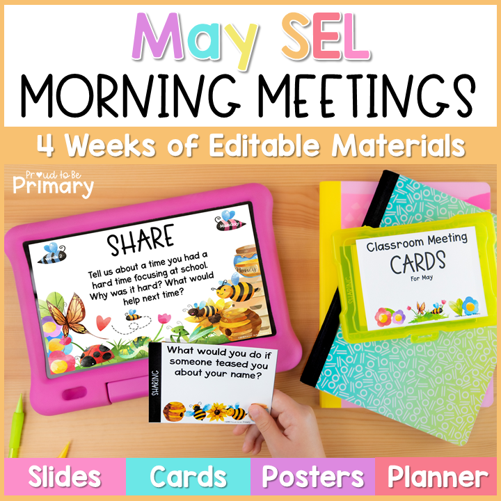 May Spring EOY SEL Morning Meeting Google Slides Activities, Games, Greetings Questions