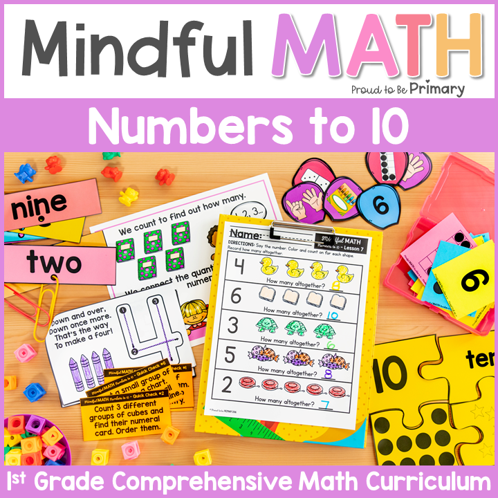 Grade 1 Math Counting Numbers to 10 First Grade Math Centers Posters Activities