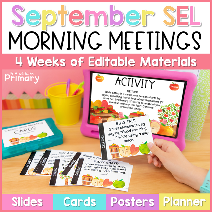 September Fall Good Morning Meeting Google Slides SEL Activities, Questions, Greeting