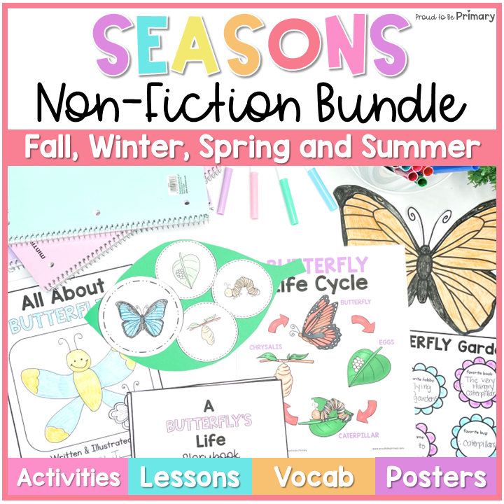 Spring Summer Fall Winter Writing & Reading Activities, Crafts, Science Units