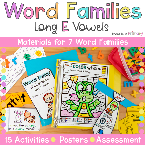 Long E Vowel Teams EE EA Silent E Words Rhyming Worksheets Phonics Activities