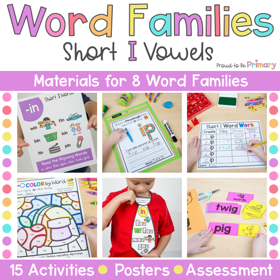 Short Vowel I Rhyming Worksheets CVC Word Phonics Activities it ig Word Family