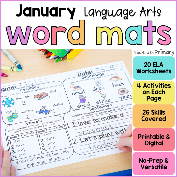 January Word Work and Daily Language Arts Review