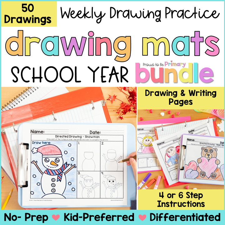 Directed Drawing Art & Writing Activities Bundle + Free Calendar
