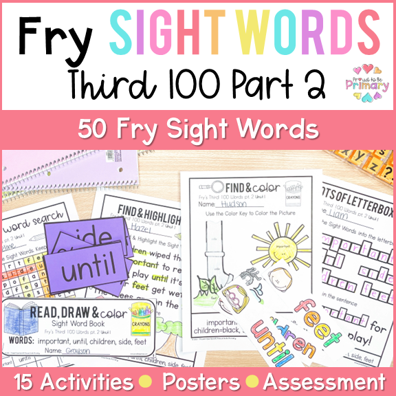 3rd Grade Fry Sight Word List Coloring Sheets, Word Search, Centers, Homework