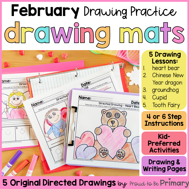 Winter Valentine February Directed Drawing Draw Groundhog Day Cupid Tooth Fairy
