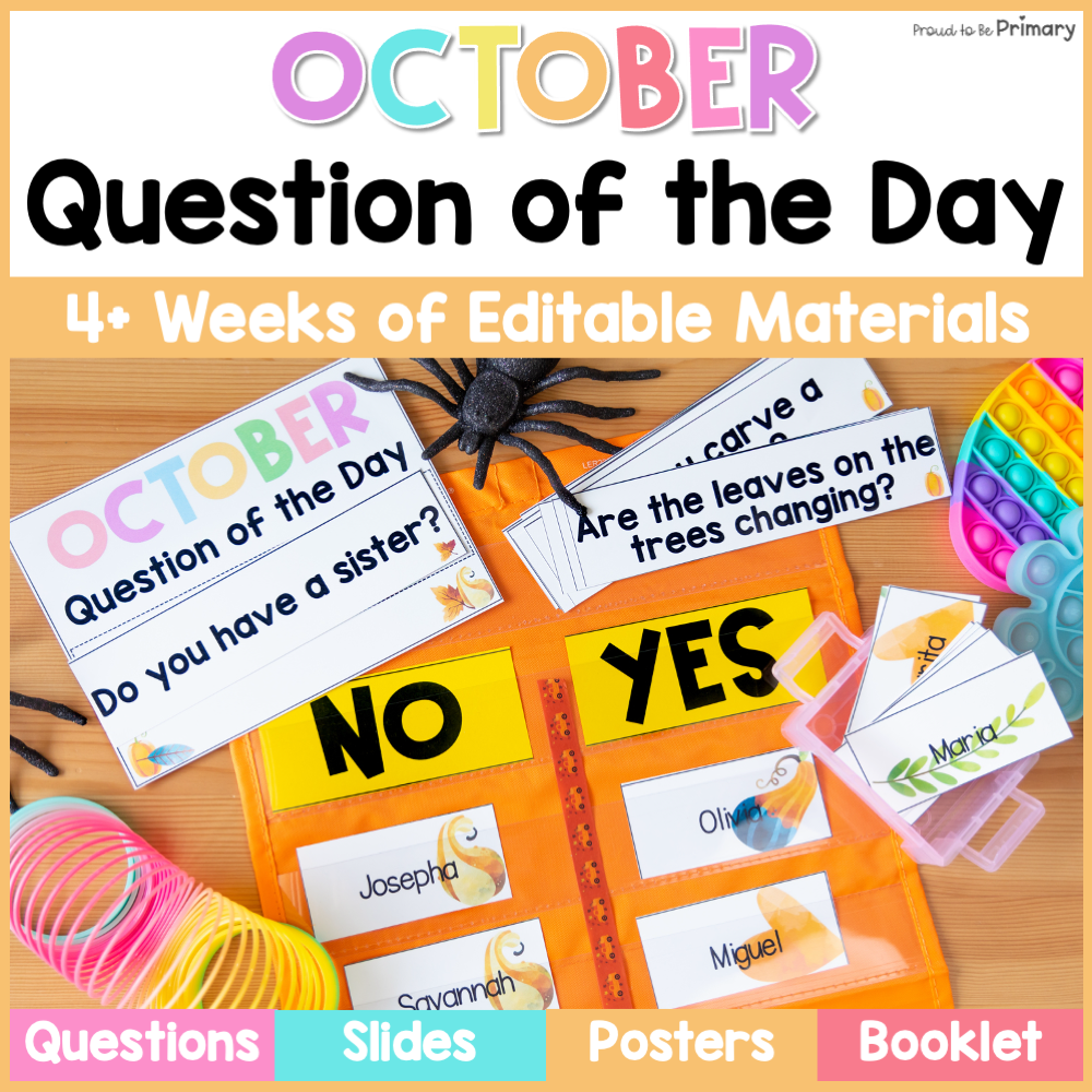 Fall October Question of the Day Student Survey & Conversation Starter Cards