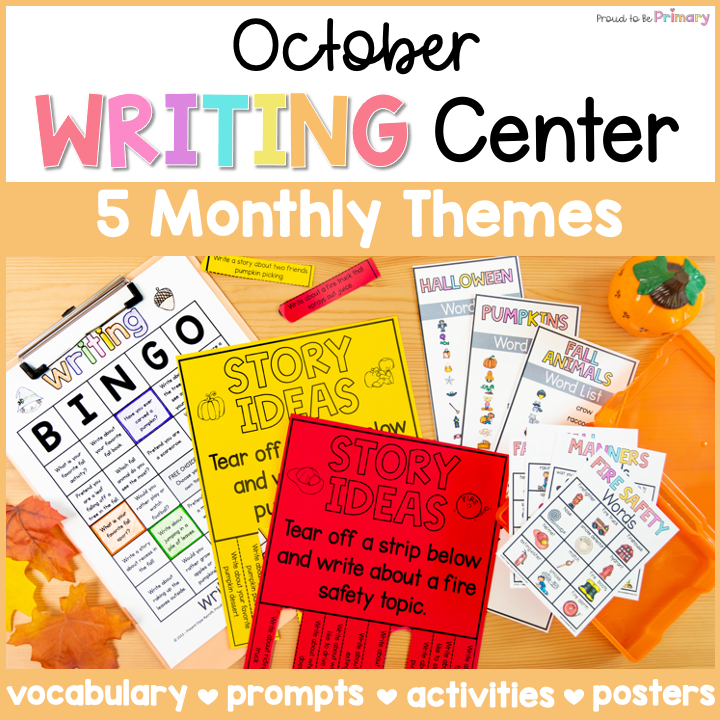 Fall Halloween October Fire Safety Writing Center Bulletin Board Activities, Paper, Prompts