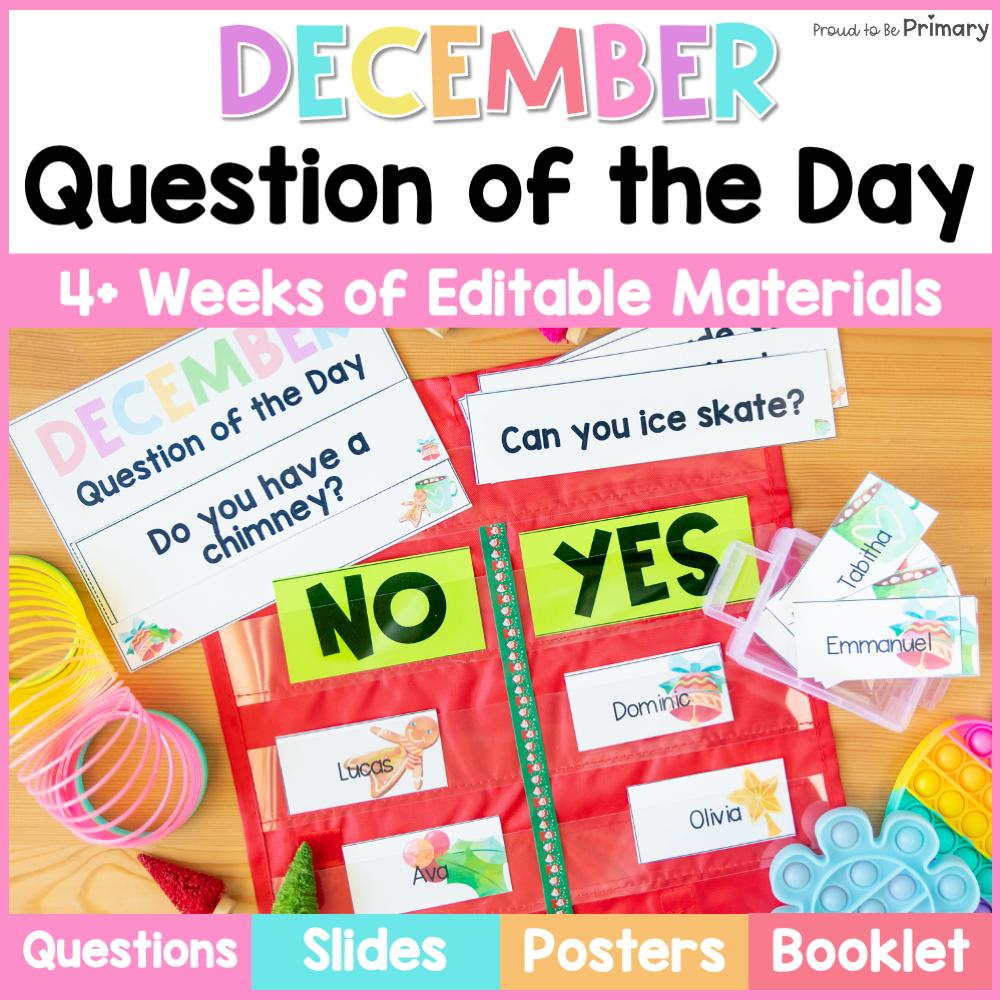Christmas December Question of the Day Student Survey Conversation Starter Cards