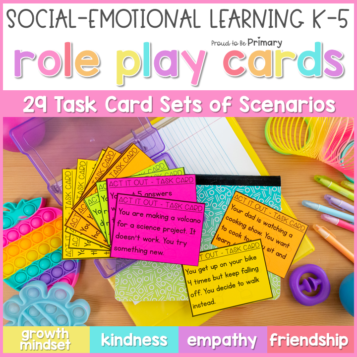 Social Skills Role Play Scenario Task Cards - Social Emotional SEL Group Lessons