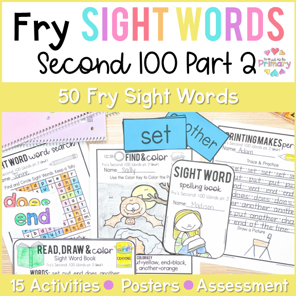 2nd Grade Fry Sight Word List Coloring Sheets, Word Search, Centers, Homework