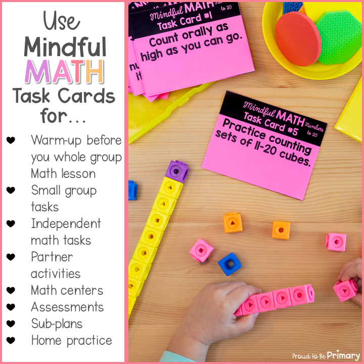 Kindergarten Math Warm-Ups - Daily Math Activity Task Cards