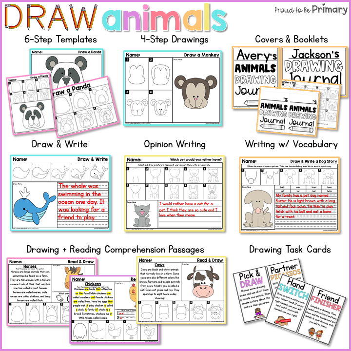 How to draw Zoo Animals and Words: Easy & Fun Drawing and first