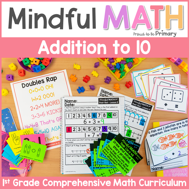 Grade 1 Addition Within 10 Math Unit, Centers, Worksheets - Count On to Add