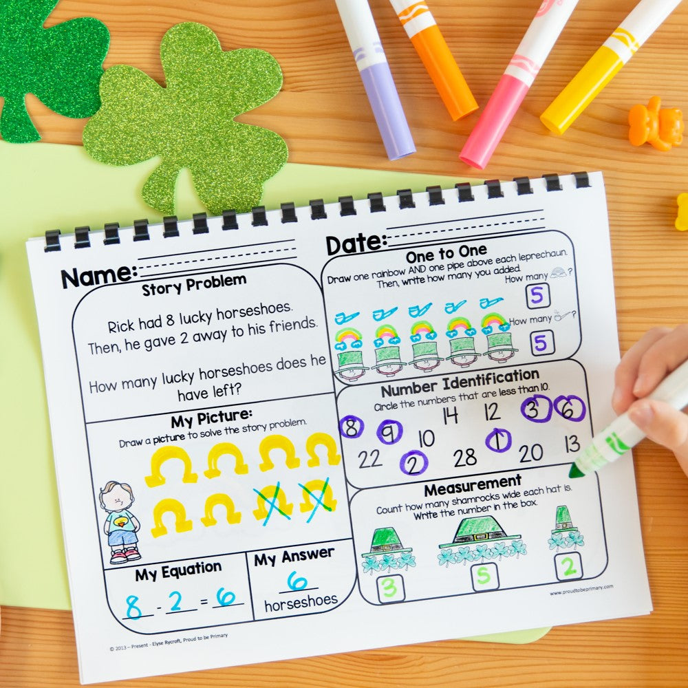 March Math Spiral Review Worksheets for Kindergarten
