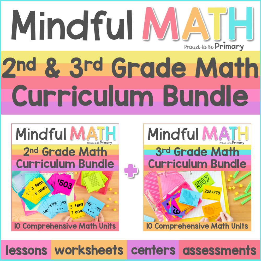 2nd Grade & 3rd Grade Guided Math Year Long Curriculum, Lessons, & Math Centers