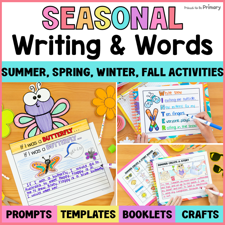 Writing Activities & Word Work Bundle - Spring, Fall, Winter, Summer