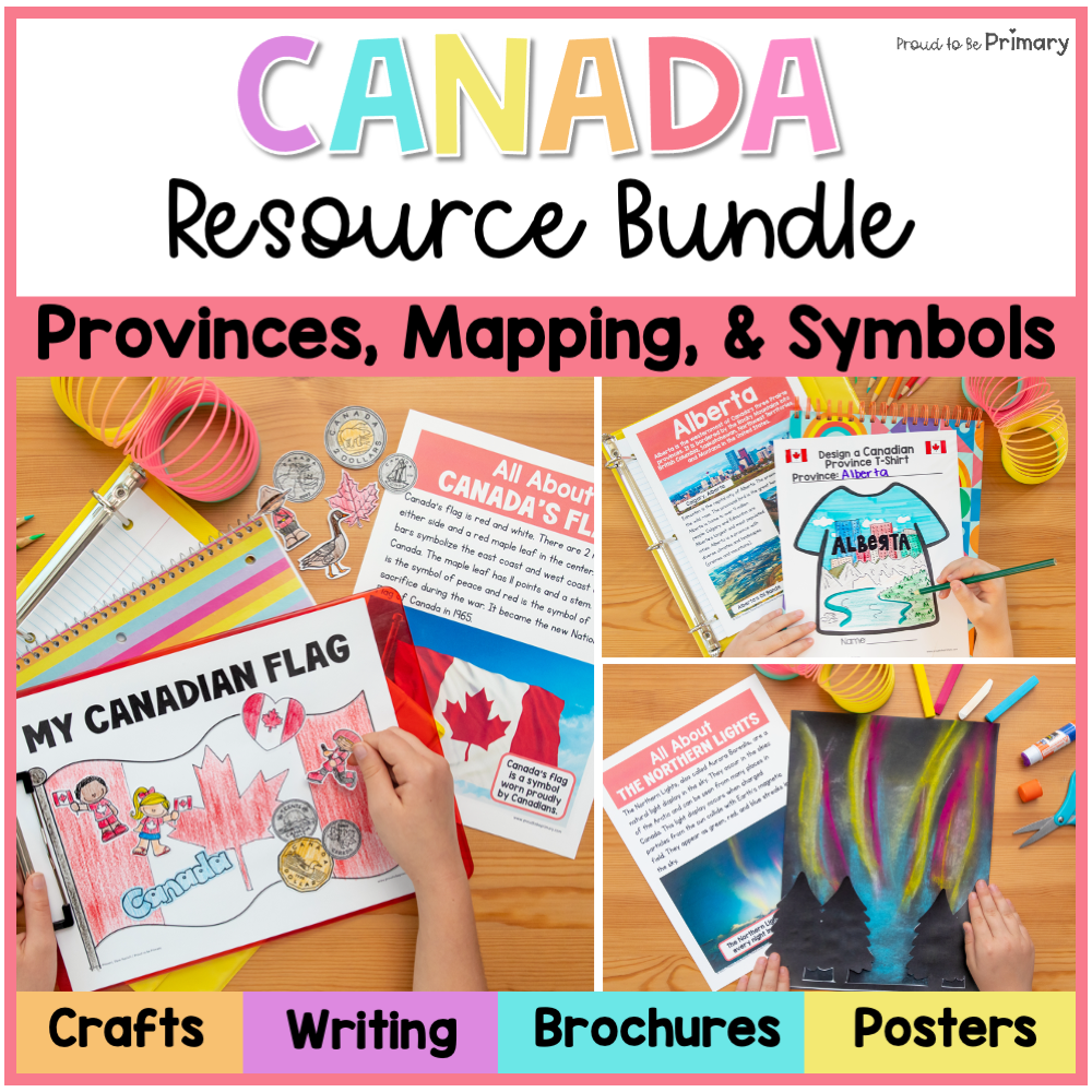 Canadian Provinces and Territories Geography Mapping Canada and Symbols Bundle