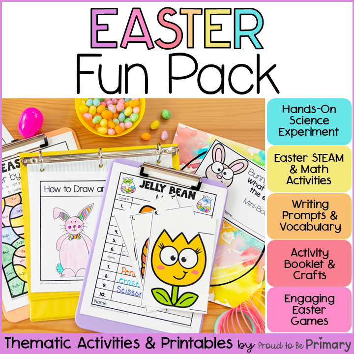 Easter Bulletin Board, Crafts, Math - Fun Spring Break Writing & Activity Packet