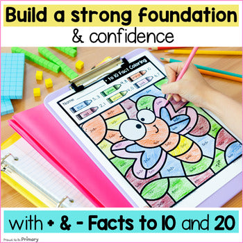 Math Fact Find and Color - Addition and Subtraction to 20 - Math Fact Fluency