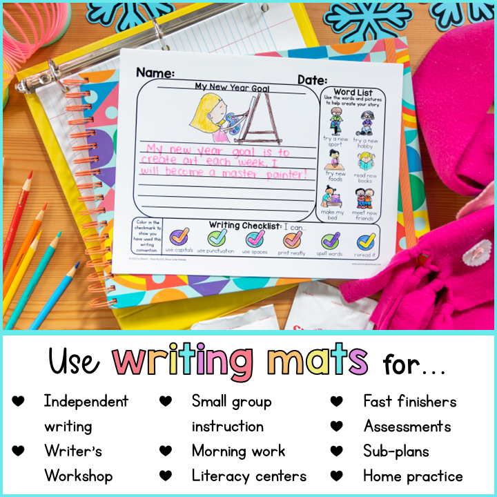 January New Years Winter Writing Center Prompts Paper Journal Fun Activities
