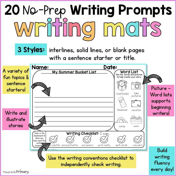 June End of the Year Summer Writing Center Prompts Paper Journal Fun Activities