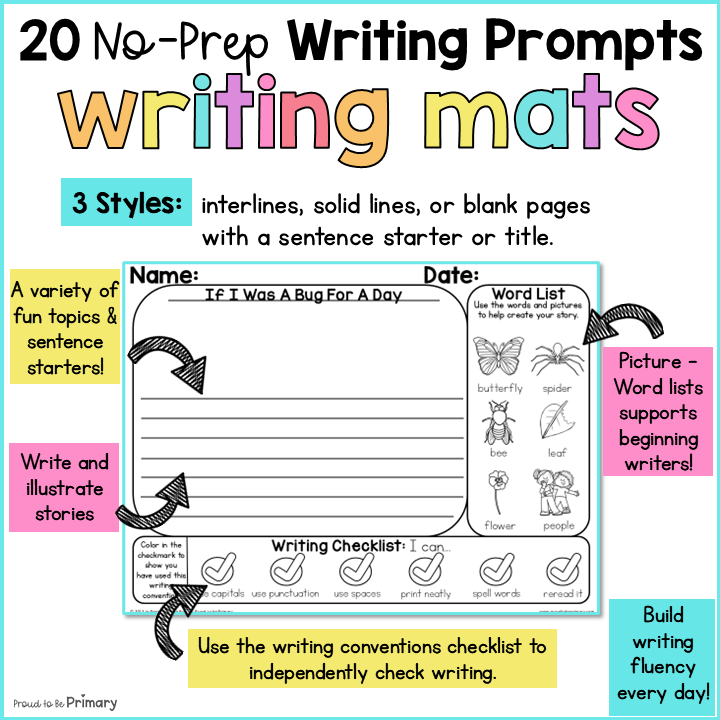 March St Patricks Day Spring Writing Center Prompts Paper Journal Fun Activities