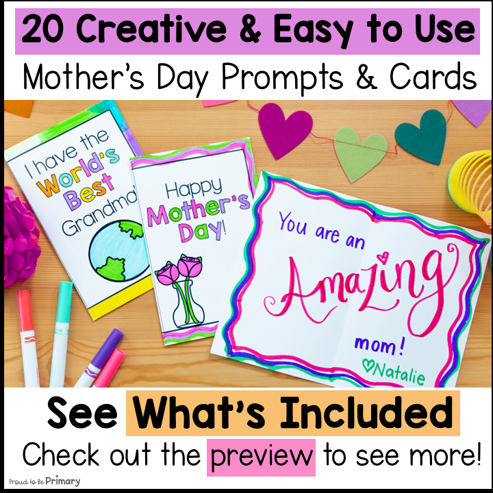 Mother's Day Writing Prompts Happy Mother's Day Card Template Letter to Mom