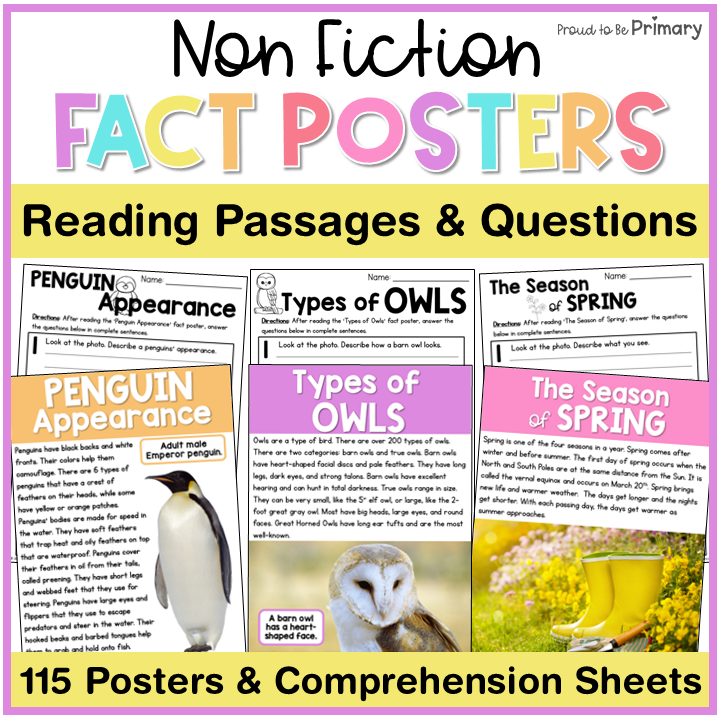 Non Fiction Reading Passages Comprehension Questions Posters 1st 2nd 3rd Grade