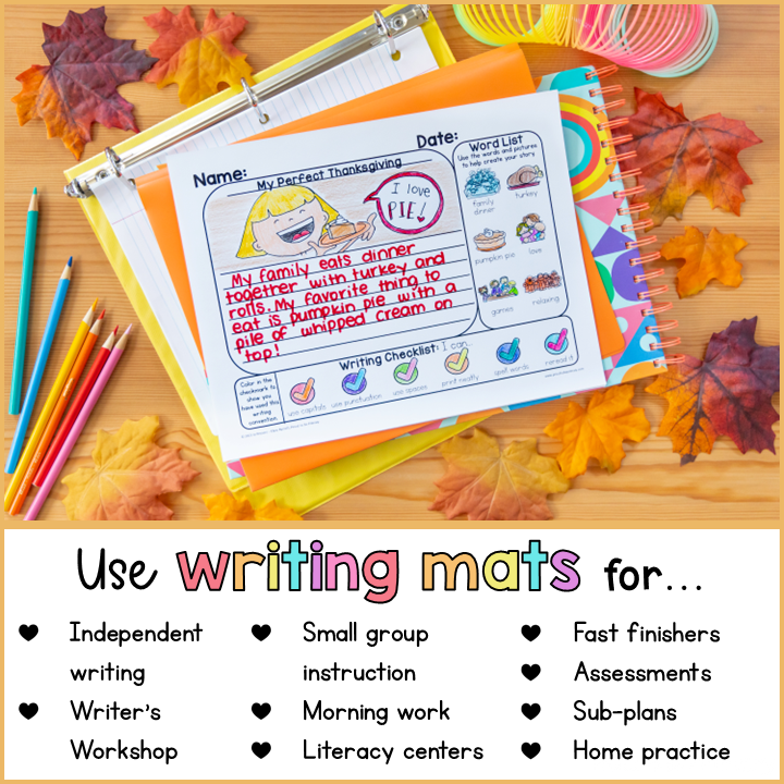 Fall November Thanksgiving Writing Center Prompts Paper Journal Fun Activities