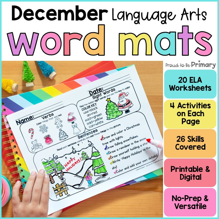 Christmas Word Work Activities for December - Center Worksheets - Morning Work