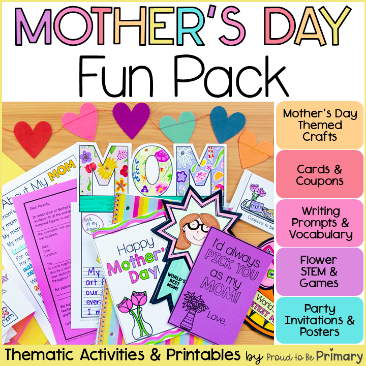 Mother's Day Questionnaire & Activities- Mother's Day Crafts, Cards, Games