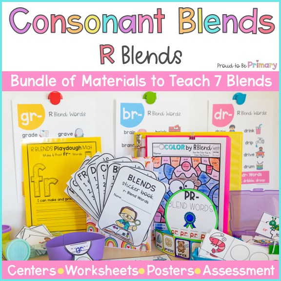 Beginning Consonant Blends Worksheets, Centers & Posters: br, cr, dr, fr, gr, pr