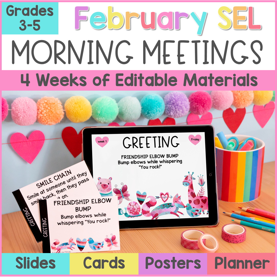 February Valentines Day SEL Morning Meeting Slides Activities Greetings 3-5