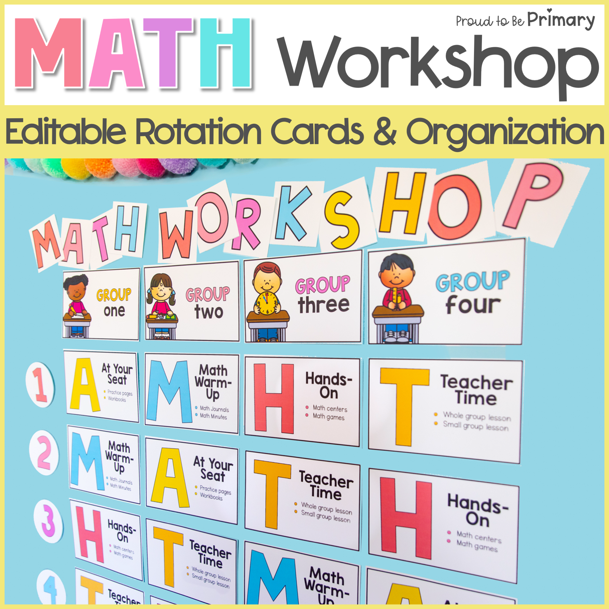 Math Workshop Rotation Board & Organization Kit - Guided Math - Math Stations