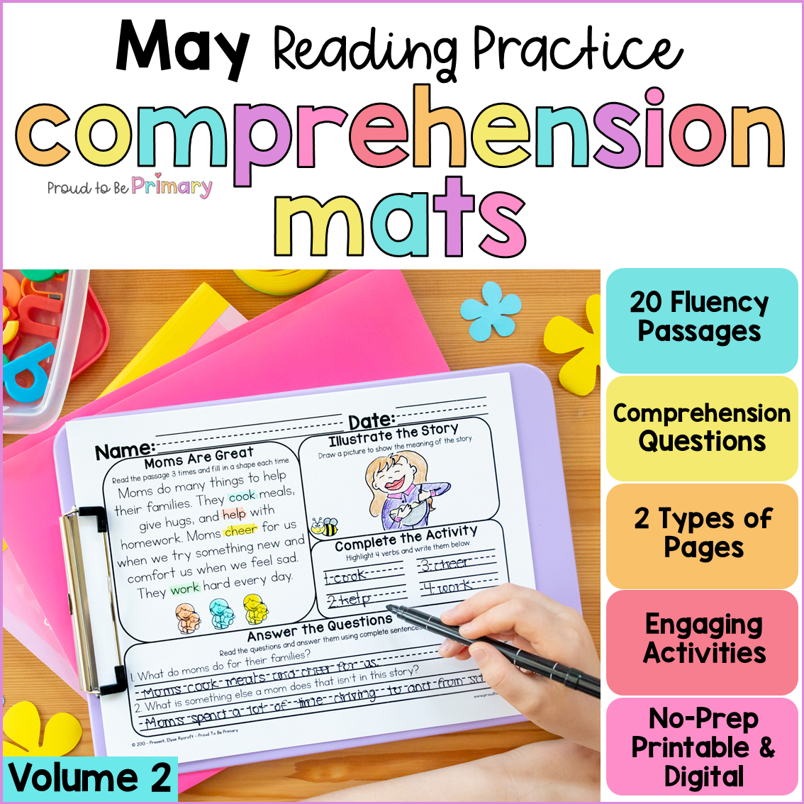 May End of Year Morning Work Reading Comprehension Passages Questions Worksheets