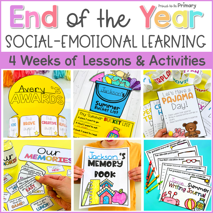 End of the School Year Social-Emotional Learning Activities & Memory Book for K-2