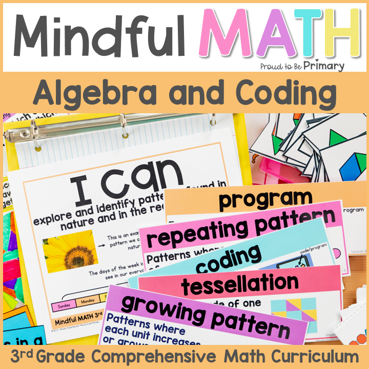 3rd Grade Math - Algebra, Patterns, Coding, Tessellation Activities