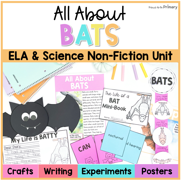 All About Bats Fall Unit - Bat Fact Life Cycle Activities Science Writing Craft