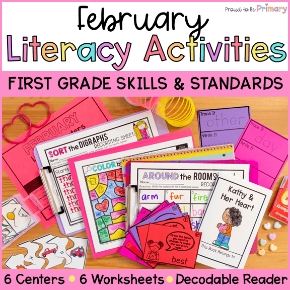 February Science of Reading Literacy Centers & Worksheets - R-Controlled Vowels