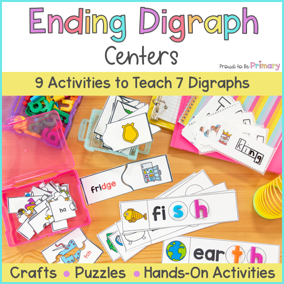 Ending Digraph Activities, Literacy Centers, Craft: ch, th, sh, ck, tch, ng, dge