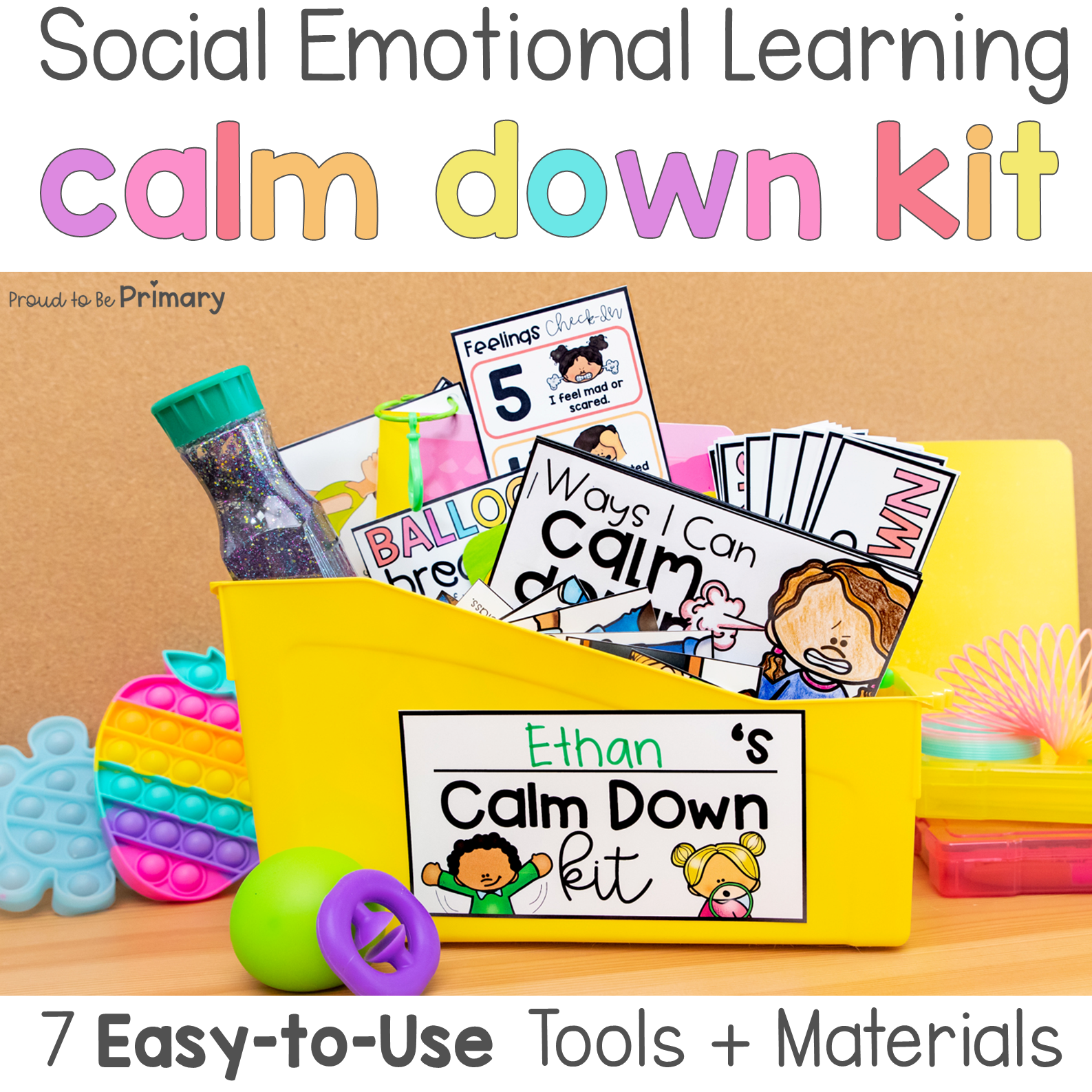 Calm Down Corner Kit - Feelings Chart, Calming Strategies, Breathing Visuals