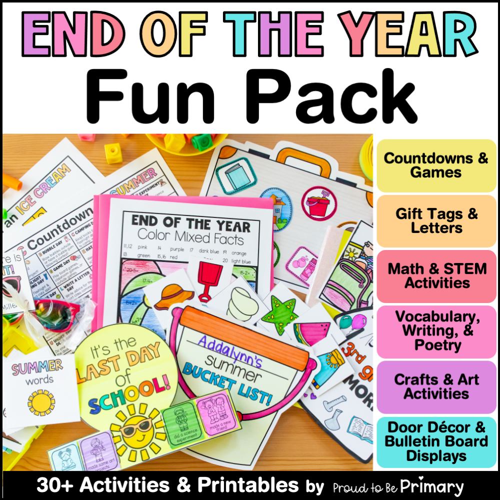 End of Year Crafts, Writing Activities, Gift Tags, Coloring Pages, ABC Countdown