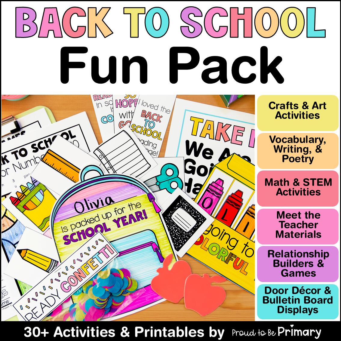 Back to School First Week Day of School Name Craft Crown Math Writing Activities Games Science