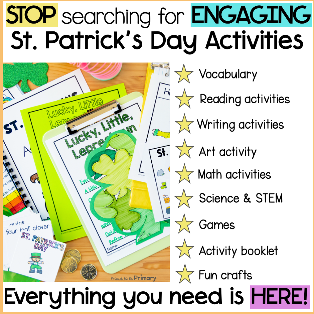 St. Patrick's Day Leprechaun Activities, Crafts, Bulletin Board, Games & Writing